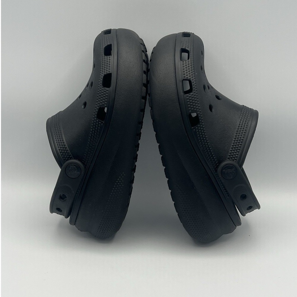 Crocs Crush Clogs Platform Wedge Black Slip On Slides - Kids Size 13 USED - Picture 5 of 8